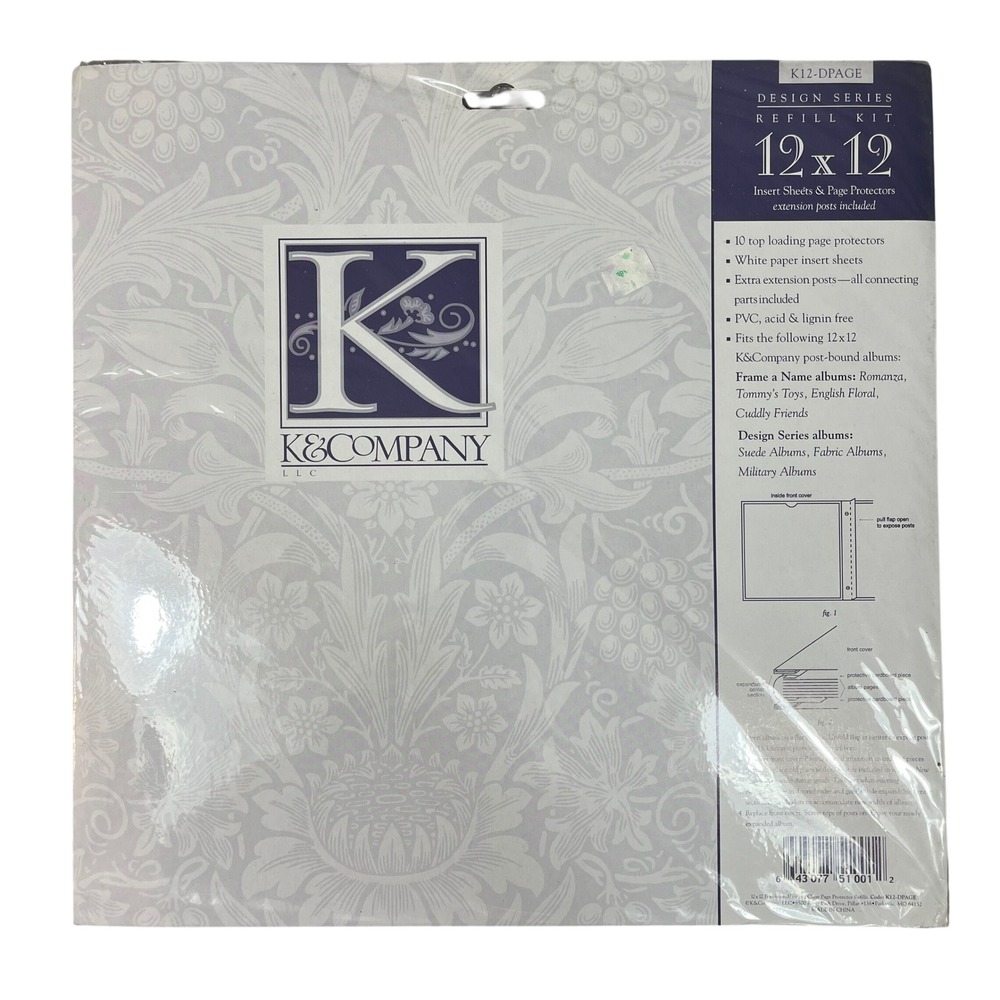 K&Company 12x12 Scrapbook Refill Kit 10 Page Protectors White Inserts